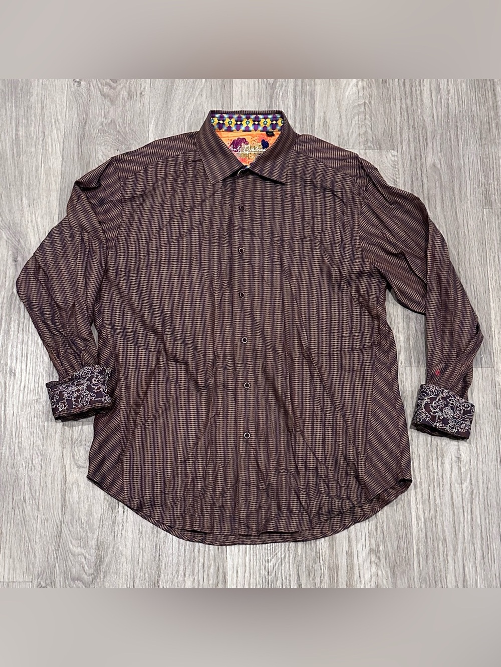 Robert Graham Brown Vintage Button Up Shirt Long Sleeve Size Men’s XL